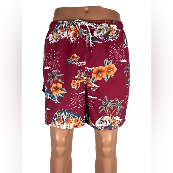 Tommy Bahama Mens XL Swim Shorts Floral Red Nylon Relax Beach Vacation EUC - Picture 2 of 10